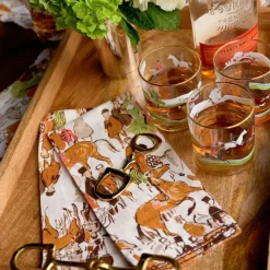 Pomegranate Inc Wooden Serving Tray with Brass Snaffle Handles New