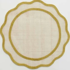 Pomegranate Inc Yellow Scallop Edge Woven Placemats | Set 4 Sale