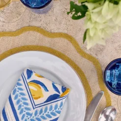 Pomegranate Inc Yellow Scallop Edge Woven Placemats | Set 4 Sale